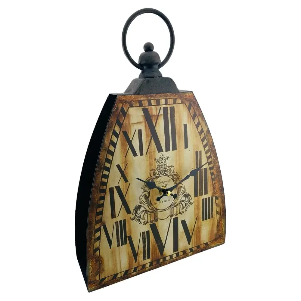 Manual Woodworkers Kettle Bell Clock Metal Wall Mantel Desk Shelf 9x12.7